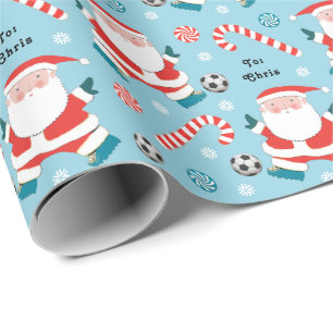 Personalized Soccer Christmas Gift Wrapping Paper