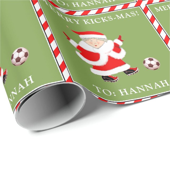 Personalized Soccer Christmas Wrapping Paper (Roll Corner)
