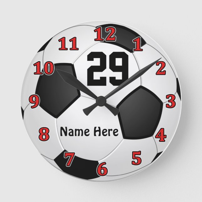 Personalized Soccer Clocks with NAME and NUMBER (Front)
