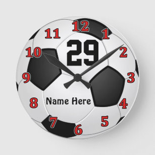 Personalized Soccer Clocks with NAME and NUMBER