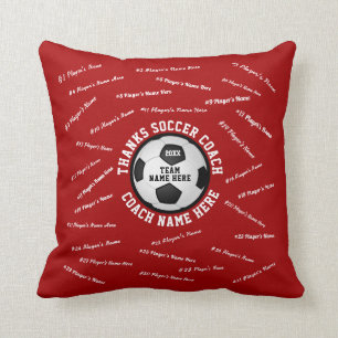 Personalized Soccer Coach Gifts, ALL Players NAMES Throw Pillow