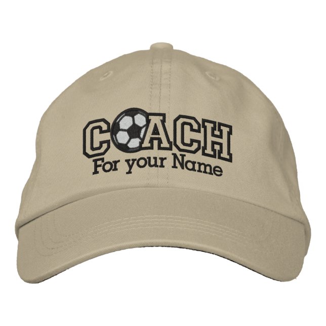 Personalized Soccer Coach with your name Embroidered Baseball Hat (Front)