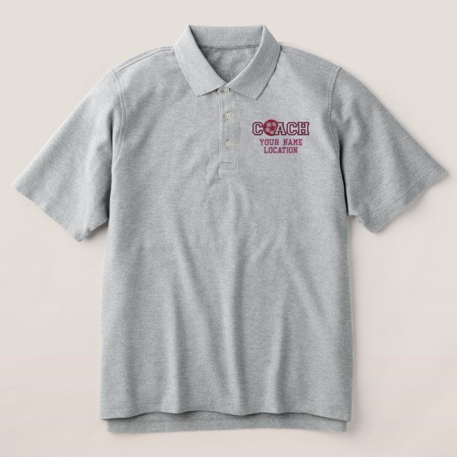 Personalized Soccer Coach Your Name Your Game Embroidered Polo Shirt (Design Front)