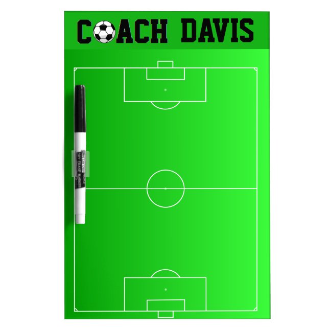 Personalized Soccer Coach's Field Play Dry-Erase Board (Front)