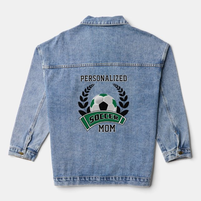 Personalized Soccer - Dark Green Denim Jacket (Back)