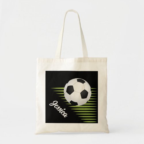 Personalized soccer design with name and ball tote