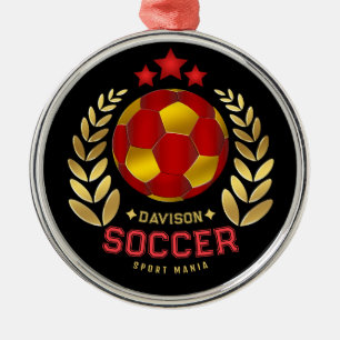 Personalized Soccer Emblem Art Metal Ornament