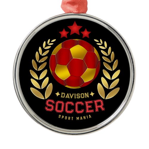 Personalized Soccer Emblem Art Metal Ornament