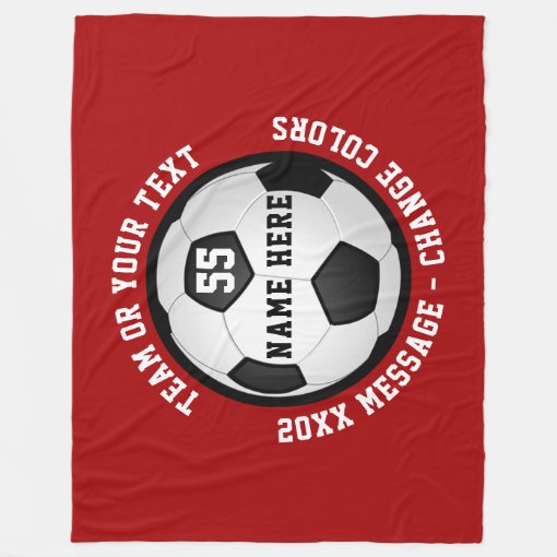 Personalized Soccer Fleece Blankets, Red and White Zazzle