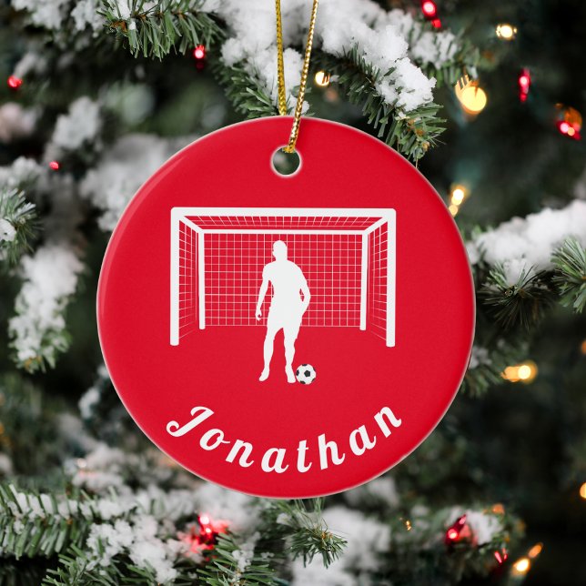 Personalized Soccer Football Player Goalie Keeper Ceramic Ornament (Creator Uploaded)