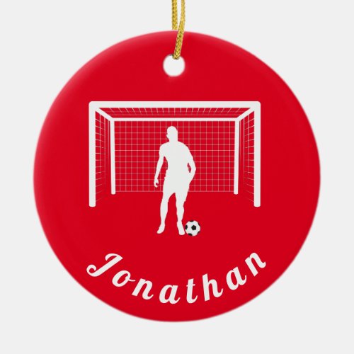Personalized Soccer Football Player Goalie Keeper Ceramic Ornament