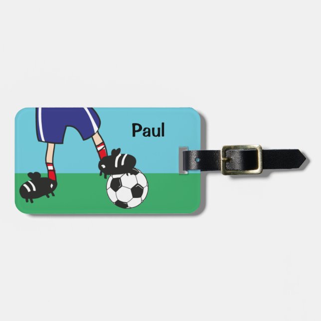 Personalized Soccer football Player Luggage Tag (Front Horizontal)