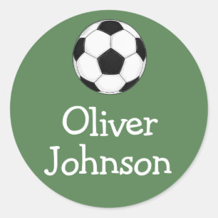 Personalized Soccer Football School Name Classic Round Sticker