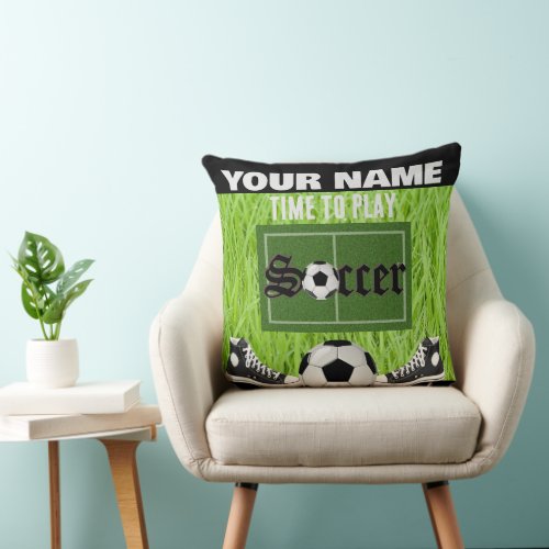 Personalized Soccer Football Throw Pillow