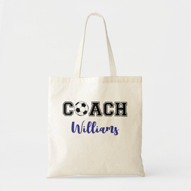 Personalized soccer / futbol coach team tote bag (Front)