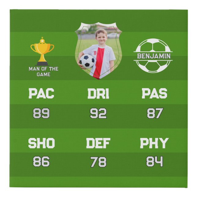 Personalized Soccer Gift For Kids, Custom Fut Card Faux Canvas Print (Front)