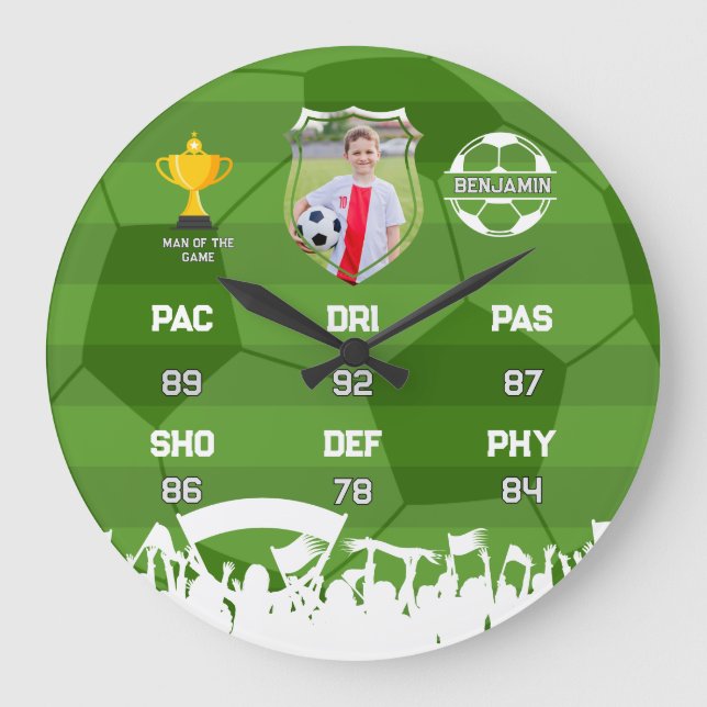 Personalized Soccer Gift For Kids, Custom Fut Card Large Clock (Front)