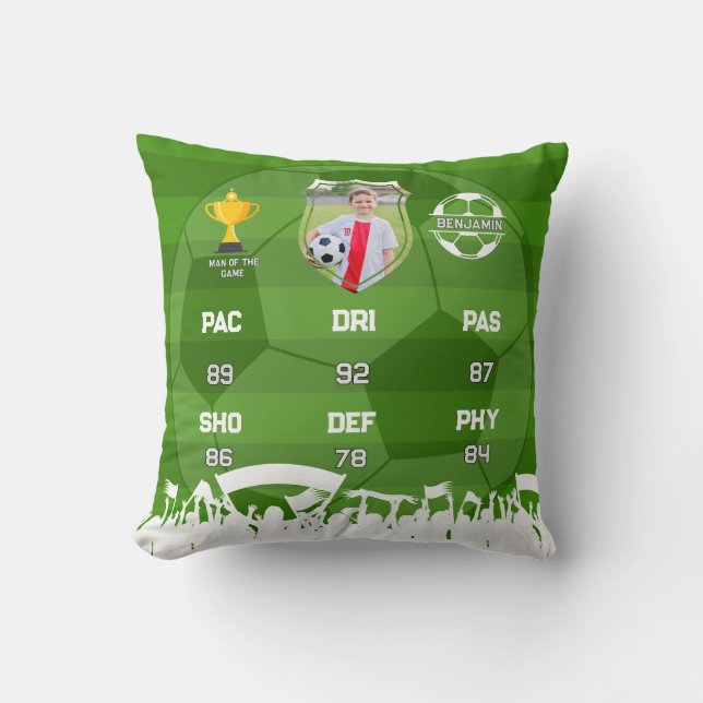 Personalized Soccer Gift For Kids, Custom Fut Card Throw Pillow (Front)