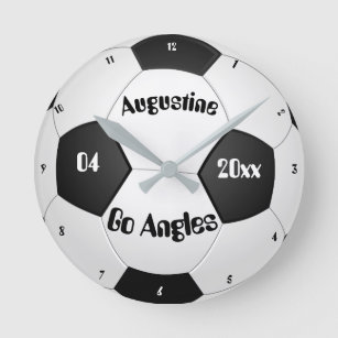 Personalized Soccer Gifts for Boys & Girls clock. Round Clock