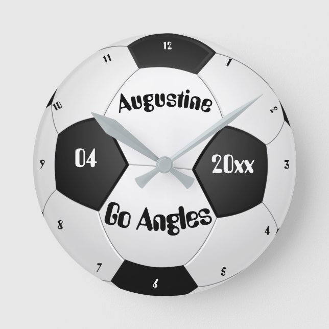 Personalized Soccer Gifts for Boys & Girls clock. Round Clock (Front)