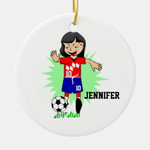 Personalized Soccer Girl Playing Ornament