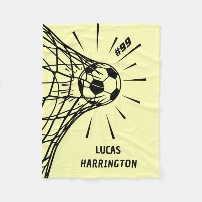 Personalized Soccer Goal Name & Number Fleece Blanket (Front)