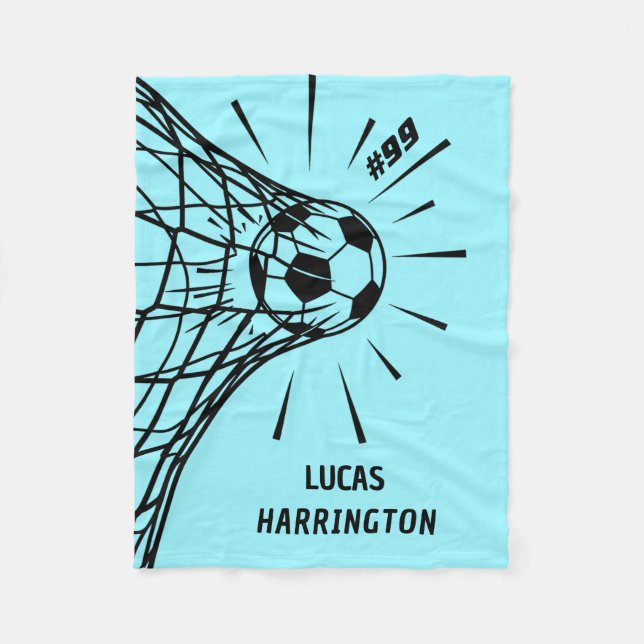 Personalized Soccer Goal Name & Number Fleece Blanket (Front)
