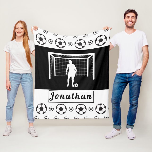 Personalized Soccer Goalie Goalkeeper Football Men Fleece Blanket (In Situ)