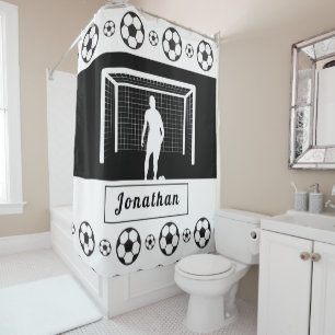 Personalized Soccer Goalie Goalkeeper Football Men Shower Curtain