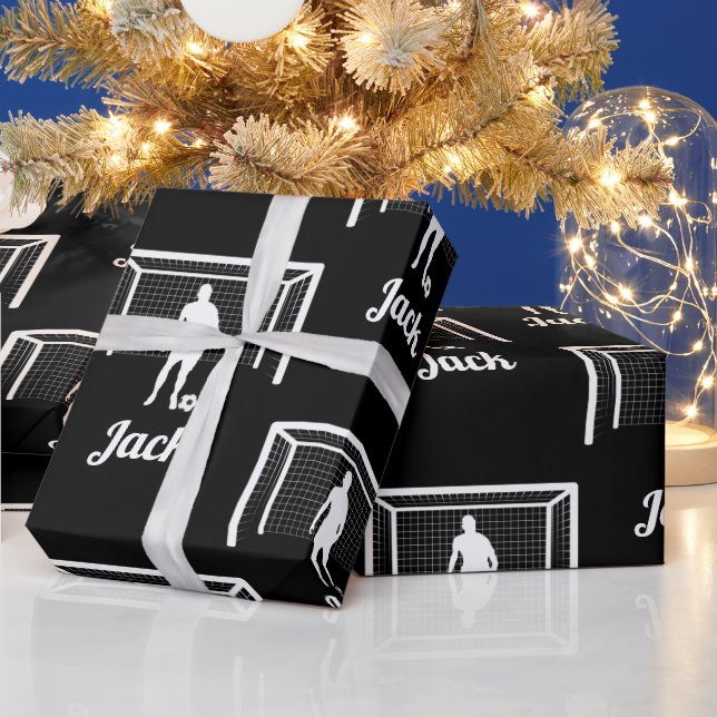 Personalized Soccer Goalie Goalkeeper Football Men Wrapping Paper (Holidays)