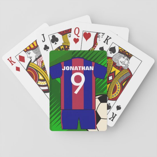 Personalized soccer jersey and ball playing cards