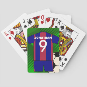 Personalized soccer jersey and ball poker cards
