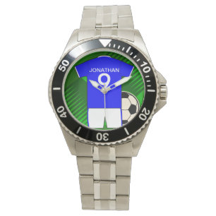 Personalized Soccer Jersey Blue and White Watch