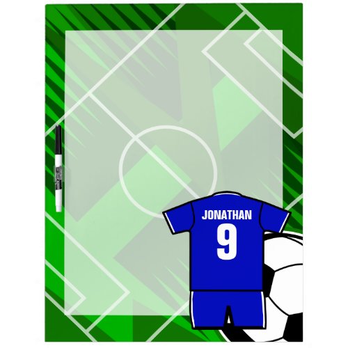 Personalized Soccer Jersey Blue with White Dry Erase Board