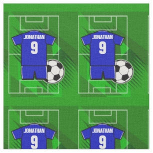 Personalized Soccer Jersey Blue with White Fabric