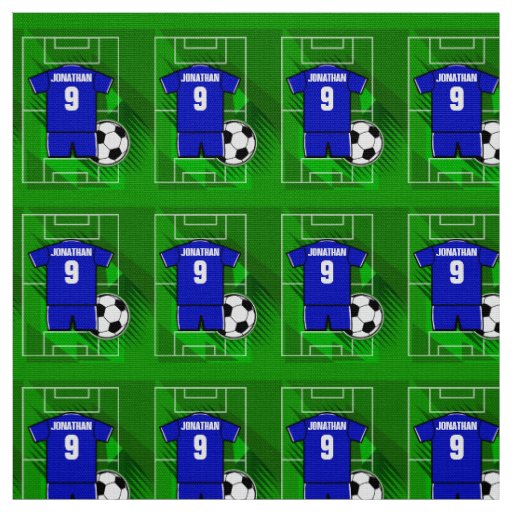 Personalized Soccer Jersey Blue with White Fabric
