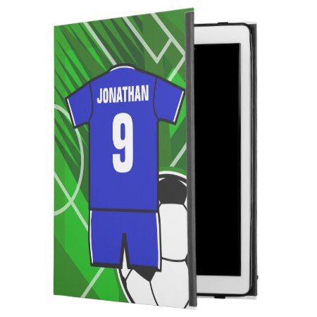 Personalized Soccer Jersey Blue With White Ipad Pro 12.9" Case