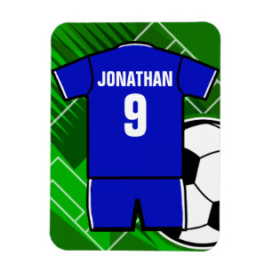 Personalized Soccer Jersey Blue with White Magnet