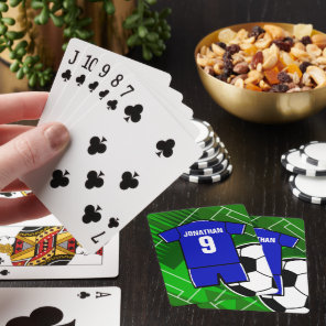 Personalized Soccer Jersey Blue with White Poker Cards