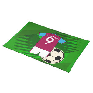 Personalized Soccer Jersey Claret and Blue Cloth Placemat