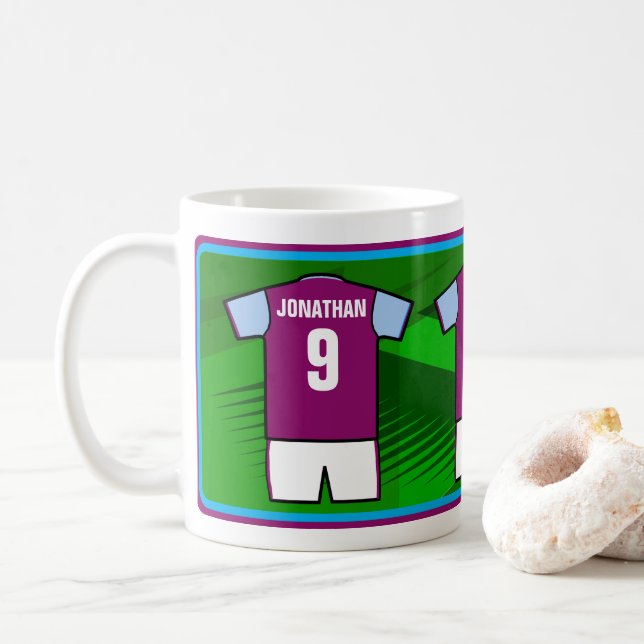 Personalized Soccer Jersey name and number Coffee Mug (With Donut)