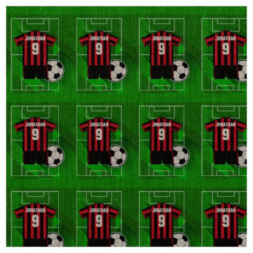 Personalized Soccer Jersey Red and Black Stripes Fabric