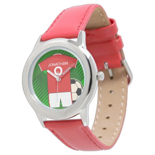 Personalized Soccer Jersey Red and White Watch