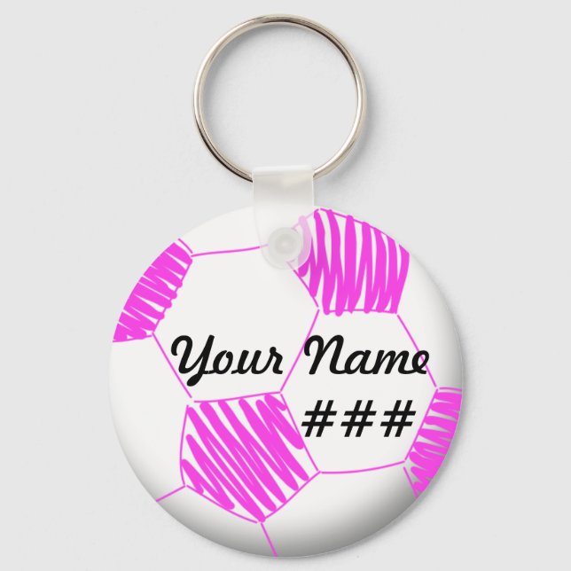 Personalized Soccer Keychain Pink (Front)