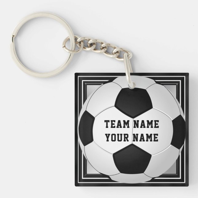 Personalized Soccer Keychains Text on Front, Back (Front)