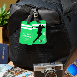 Personalized Soccer Mad | Footballer Green Travel Luggage Tag
