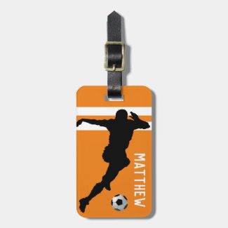 Personalized Soccer Mad | Footballer Orange Travel Luggage Tag