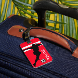 Personalized Soccer Mad | Footballer Red Travel Luggage Tag