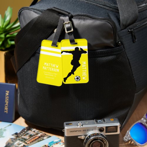 Personalized Soccer Mad  Footballer Yellow Travel Luggage Tag