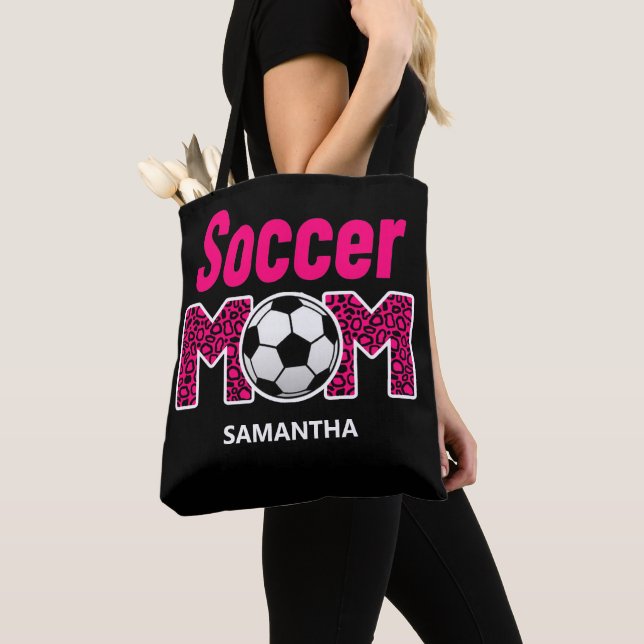 Personalized Soccer Mom Custom Name Tote Bag (Close Up)